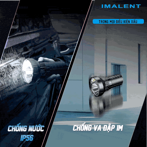 Đèn pin IMALENT MR90 độ sáng 50.000 lumen chiếu xa 1586m pack 4 pin 21700 16000mAh cổng sạc DC