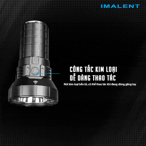 Đèn pin IMALENT MR90 độ sáng 50.000 lumen chiếu xa 1586m pack 4 pin 21700 16000mAh cổng sạc DC