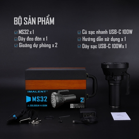 Đèn pin sáng nhất thế giới IMALENT MS32 độ sáng 200.000 Lumen tầm chiếu xa 1618m cổng sạc USB-C powerbank
