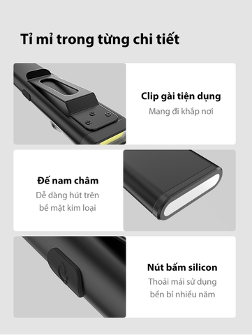 Đèn pin mini KLARUS E5 độ sáng 600 lumens chiếu xa 30m sử dụng 2 LED COB đuôi nam châm sạc USB C