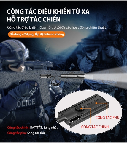 Đèn pin KLARUS GL4 gắn ray s-ú-n-g sáng 3300 lm chiếu xa 370m sạc USB-C pin 21700 5000mAh