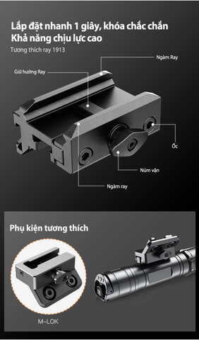 Đèn pin KLARUS GL4 gắn ray s-ú-n-g sáng 3300 lm chiếu xa 370m sạc USB-C pin 21700 5000mAh