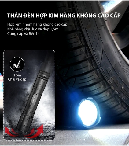 Đèn pin KLARUS GL4 gắn ray s-ú-n-g sáng 3300 lm chiếu xa 370m sạc USB-C pin 21700 5000mAh