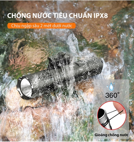 Đèn pin KLARUS GL4 gắn ray s-ú-n-g sáng 3300 lm chiếu xa 370m sạc USB-C pin 21700 5000mAh