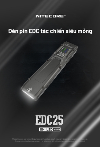 Đèn pin NITECORE EDC25 sáng 3000 lumen chiếu xa 300m pin 1700mAh công tắc kép chiến thuật