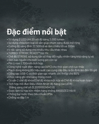 Đèn pin NITECORE EDC25 sáng 3000 lumen chiếu xa 300m pin 1700mAh công tắc kép chiến thuật