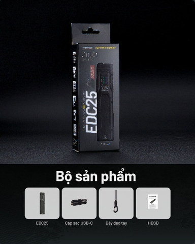 Đèn pin NITECORE EDC25 sáng 3000 lumen chiếu xa 300m pin 1700mAh công tắc kép chiến thuật