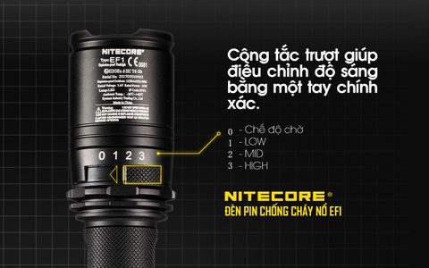 Đèn pin chống cháy nổ NITECORE EF1 sáng 830 lumens chiếu xa 270m pin sạc 18650 3400mAh