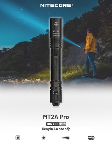 Đèn pin mini NITECORE MT2A Pro sáng 1000 lm chiếu xa 255m pin sạc dung lượng 1.600mAh USB-C