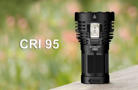 Đèn pin ACEBEAM X50 CRI95 độ sáng 21000 lumen nhiệt màu 4500K chiếu xa 494m pin tích hợp cổng sạc xả USB C