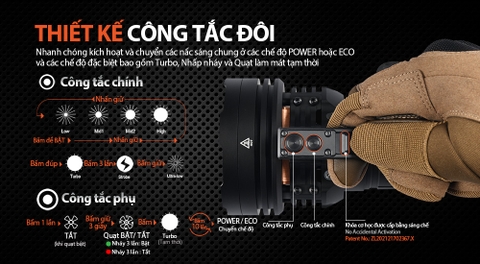 Đèn pin ACEBEAM X75 độ sáng 80.000 lumen chiếu xa 1150 mét cổng sạc USB C kiêm Power Bank