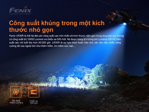 Đèn pin FENIX LR35R độ sáng 10.000lm chiếu xa 500m
