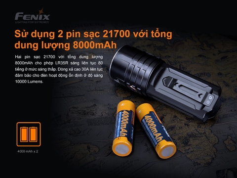 Đèn pin FENIX LR35R độ sáng 10.000lm chiếu xa 500m