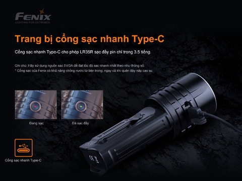 Đèn pin FENIX LR35R độ sáng 10.000lm chiếu xa 500m