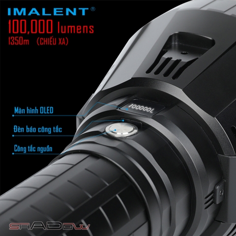 Đèn pin IMALENT MS18 sáng 100.000lm chiếu xa 1.350m 18 LED XHP70.2 sạc DC