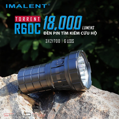 Đèn pin siêu sáng IMALENT R60C sáng 18000lm chiếu xa 1038m
