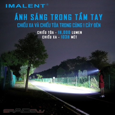 Đèn pin siêu sáng IMALENT R60C sáng 18000lm chiếu xa 1038m