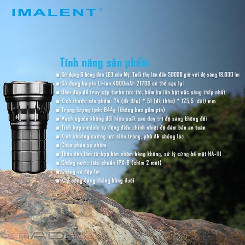 Đèn pin siêu sáng IMALENT R60C sáng 18000lm chiếu xa 1038m
