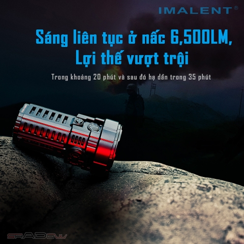 Đèn pin IMALENT RS50 độ sáng 20000lm chiếu xa 1160m 8 LED CREE XHP50.3 dùng 3 pin 21700 4000mAh kèm theo sạc nam châm