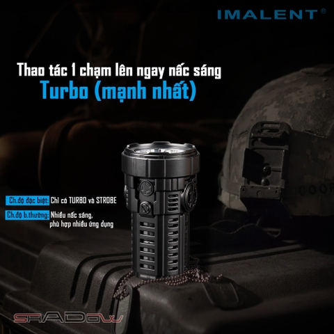 Đèn pin IMALENT RS50 độ sáng 20000lm chiếu xa 1160m 8 LED CREE XHP50.3 dùng 3 pin 21700 4000mAh kèm theo sạc nam châm