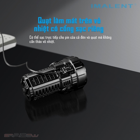 Đèn pin IMALENT RS50 độ sáng 20000lm chiếu xa 1160m 8 LED CREE XHP50.3 dùng 3 pin 21700 4000mAh kèm theo sạc nam châm