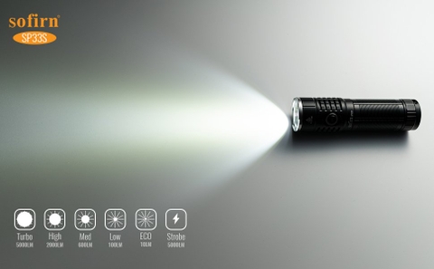 Đèn pin SOFIRN SP33S LED CREE XHP70.2 độ sáng 5000 lumen chiếu xa 264m pin sạc 26650 sạc Type-C
