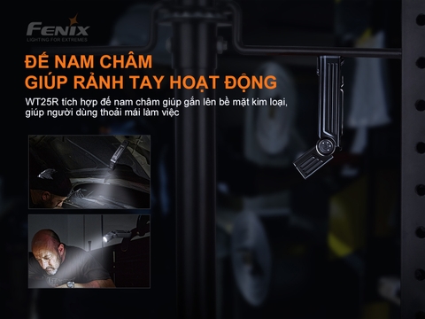 Đèn pin FENIX WT25R 1000 lumen chiếu xa 220m điều chỉnh góc chiếu đuôi nam châm