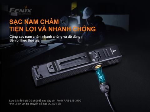 Đèn pin FENIX WT25R 1000 lumen chiếu xa 220m điều chỉnh góc chiếu đuôi nam châm