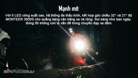 Đèn xe đạp MAGICSHINE MONTEER 3500S độ sáng 3500 lumen pin 7.2V 5200mAH
