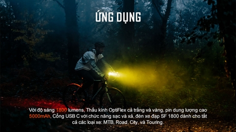 Đèn xe đạp MAGICSHINE SF1800 sáng 1800lm chiếu xa 200m pin sạc 5000mAh USB-C powerbank