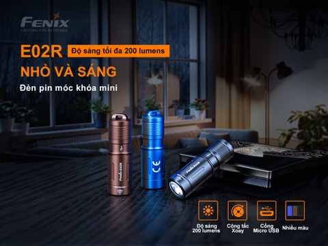 Đèn pin mini móc khóa FENIX E02R độ sáng 200 lumen chiếu xa 49m