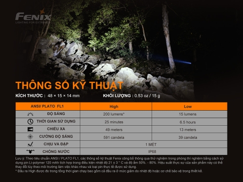 Đèn pin mini móc khóa FENIX E02R độ sáng 200 lumen chiếu xa 49m