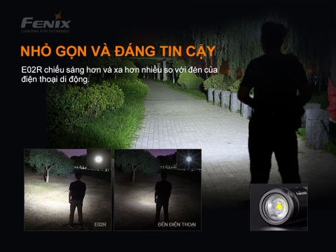 Đèn pin mini móc khóa FENIX E02R độ sáng 200 lumen chiếu xa 49m