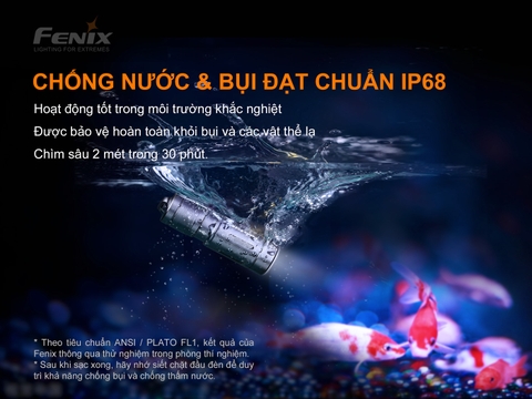 Đèn pin mini móc khóa FENIX E02R độ sáng 200 lumen chiếu xa 49m