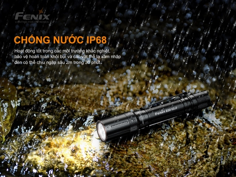Đèn pin FENIX E20 V2 sáng 350 lumens chiếu xa 126m dùng 2 pin AA nhỏ gọn