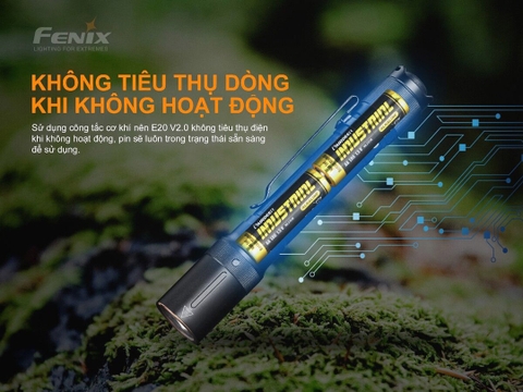 Đèn pin FENIX E20 V2 sáng 350 lumens chiếu xa 126m dùng 2 pin AA nhỏ gọn
