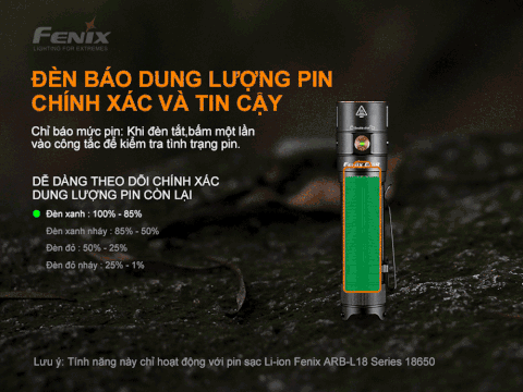 Đèn pin FENIX E28R độ sáng 1500 lumen chiếu xa 200m LED Luminus SST40 sạc USB C pin sạc 18650 3400mAh kèm theo