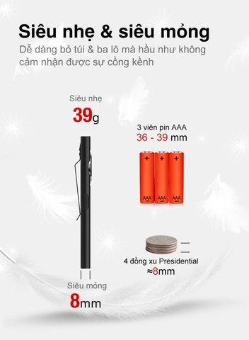 KLARUS E5 PLUS – Đèn pin EDC siêu mỏng 650lm, sạc Type-C, siêu nhẹ 39g