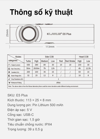 KLARUS E5 PLUS – Đèn pin EDC siêu mỏng 650lm, sạc Type-C, siêu nhẹ 39g