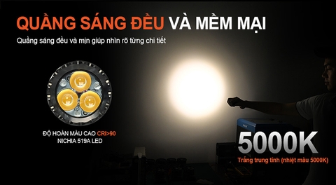 Đèn pin ACEBEAM E70 Mini độ sáng 2000 lumen CRI 90 chiếu xa 153m sử dụng pin sạc 18650 3100mAh