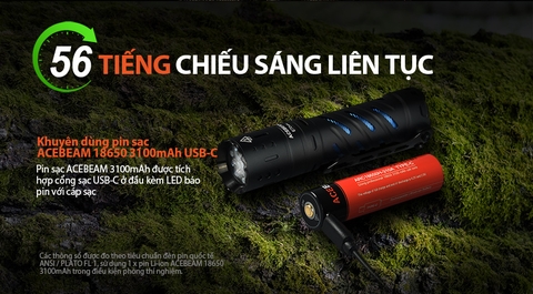 Đèn pin ACEBEAM E70 Mini độ sáng 2000 lumen CRI 90 chiếu xa 153m sử dụng pin sạc 18650 3100mAh