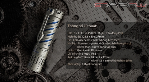 Đèn pin ACEBEAM E70 Titanium độ sáng 4000lumen chiếu xa 240m pin 21700 USB-C