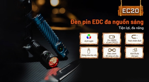 Đèn pin Acebeam EC20 sáng 2800 lumens tầm chiếu xa 370m đuôi nam châm