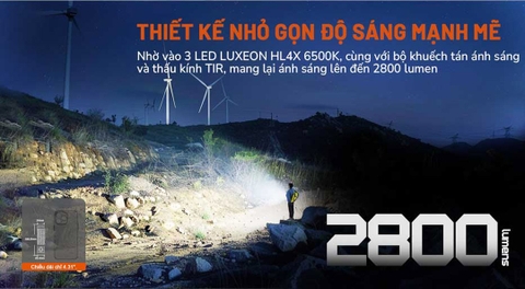 Đèn pin Acebeam EC20 sáng 2800 lumens tầm chiếu xa 370m đuôi nam châm