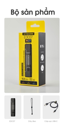NITECORE EDC07 – Đèn pin EDC nhỏ gọn, sáng 1500 lumen 3 nhiệt màu sáng CRI, siêu nhẹ chỉ 70g