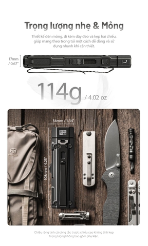 NITECORE EDC09 – Đèn pin EDC xoay đầu đa năng sáng 1600 lm 3 nhiệt màu sáng CRI