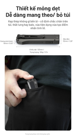 NITECORE EDC17 – Đèn pin EDC siêu mỏng độ sáng 1500lm, 3 nguồn sáng (Trắng, UV, Laser xanh)