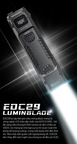 Đèn pin NITECORE EDC29 độ sáng 6500 lm chiếu xa 400m pin 2500mAh sạc USB-C màn hình OLED