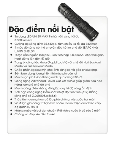 Đèn pin NITECORE EDC31 sáng 3500 Lumens chiếu xa 380m nhỏ gọn kiêm tác chiến