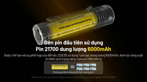 Đèn pin NITECORE EDC35 độ sáng 5000 lumen chiếu xa 550m pin 21700 cổng sạc USB-C